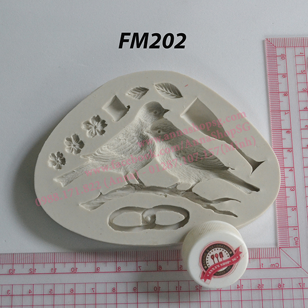 KHUÔN FONDANT CHIM,LY RƯỢU  FM202