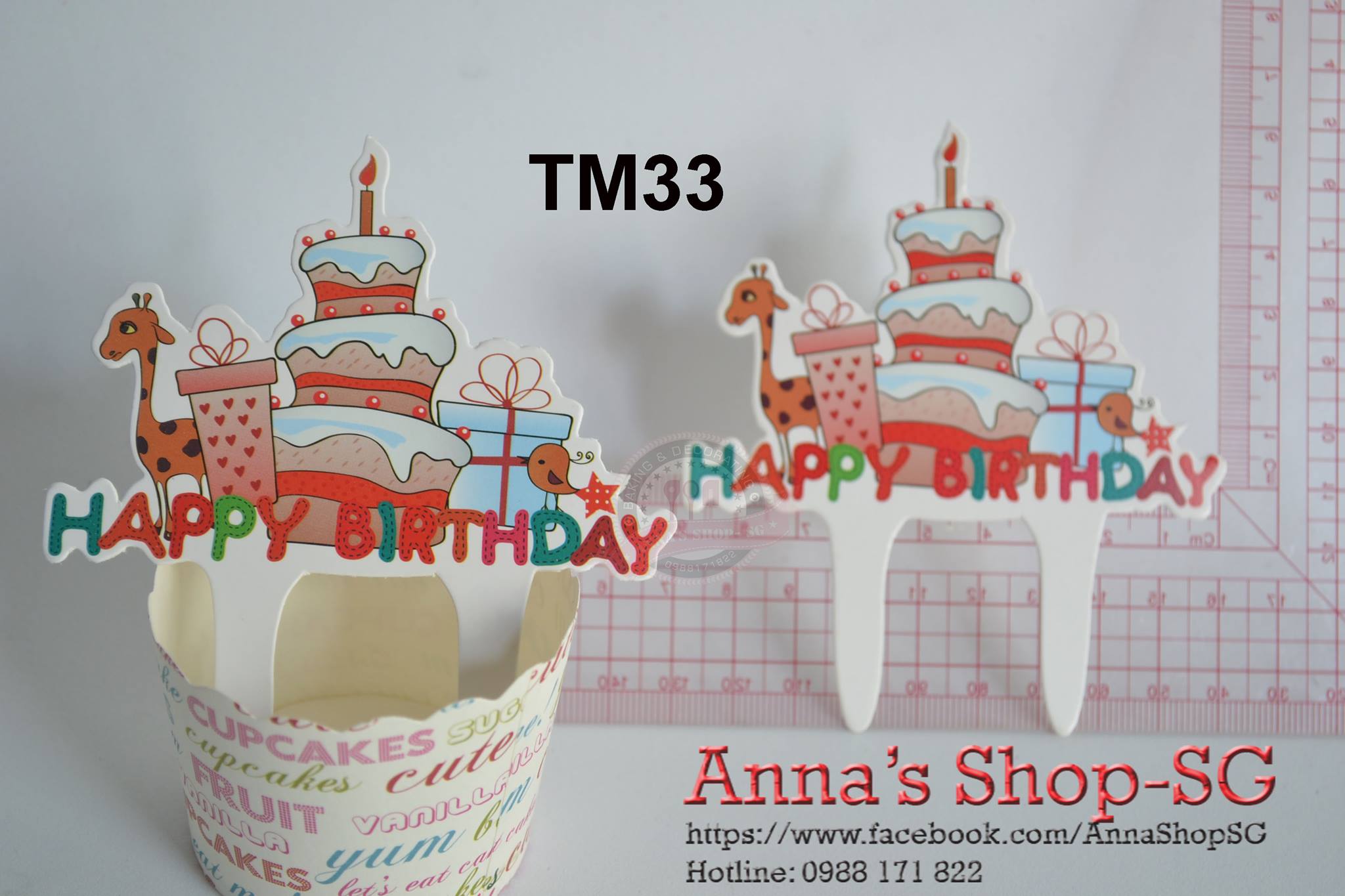 GIẤY CẮM BÁNH HAPPY BIRTHDAY LẠC ĐÀ TM33