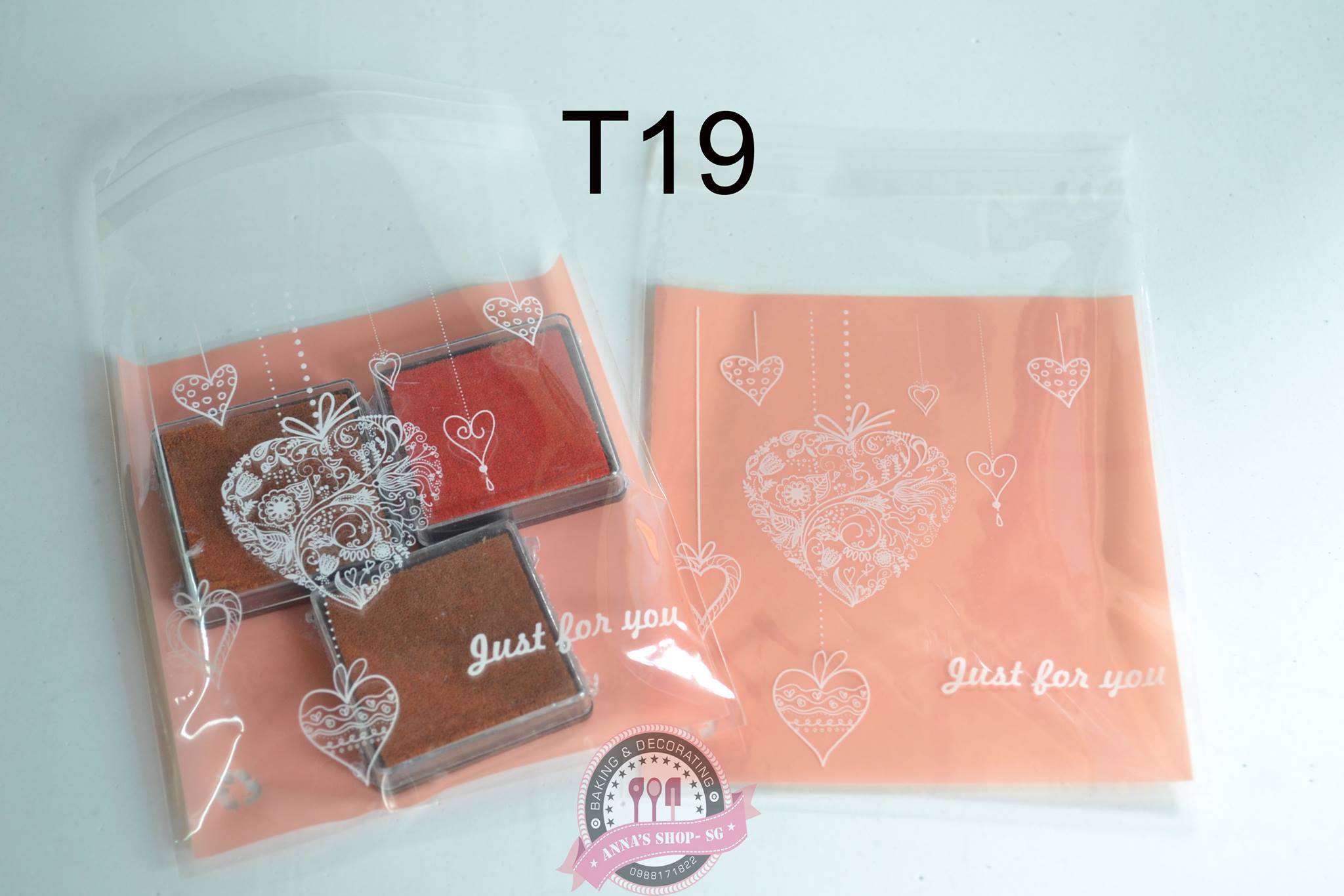 100 TÚI COOKIE TIM JUST FOR YOU 10CM T19
