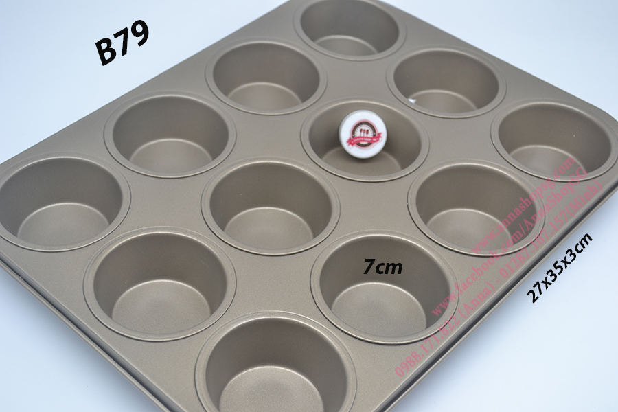 KHUÔN CUPCAKE CHỐNG DÍNH VÀNG B79