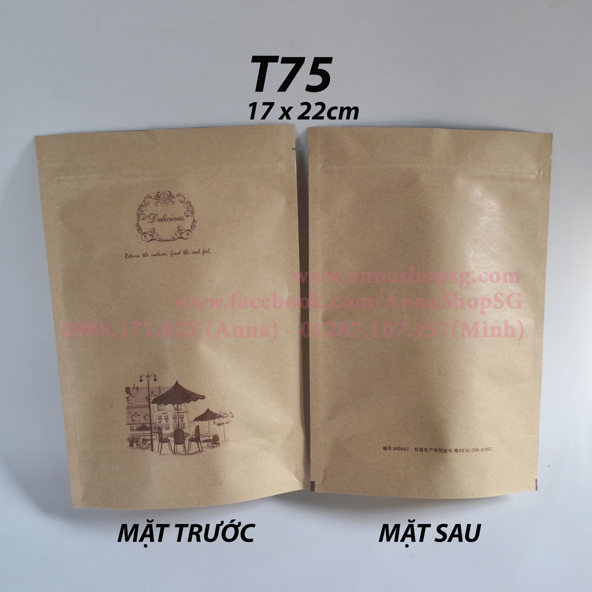 10 TÚI GIẤY ZIP MIỆNG 17*22cm T75