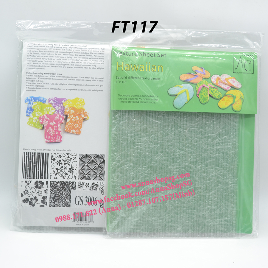 FT117 BỘ 6 MIẾNG TẠO HOA VĂN HAWAIIAN