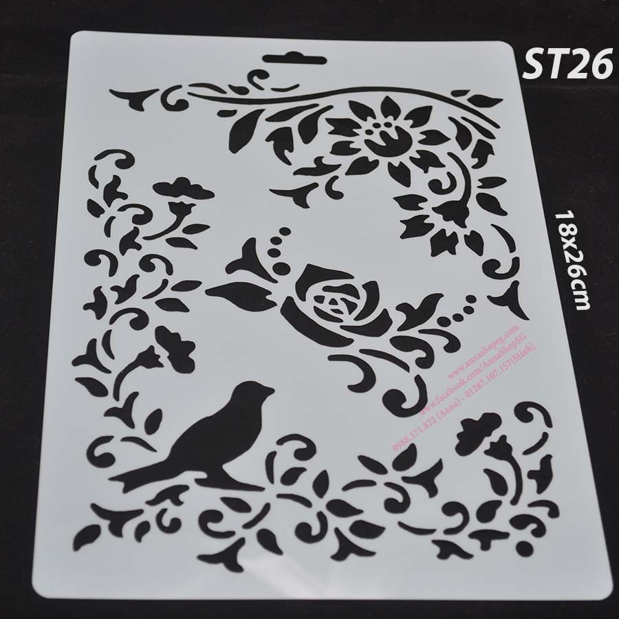 STENCIL CHIM ĐẬU CÀNH CÂY ST26