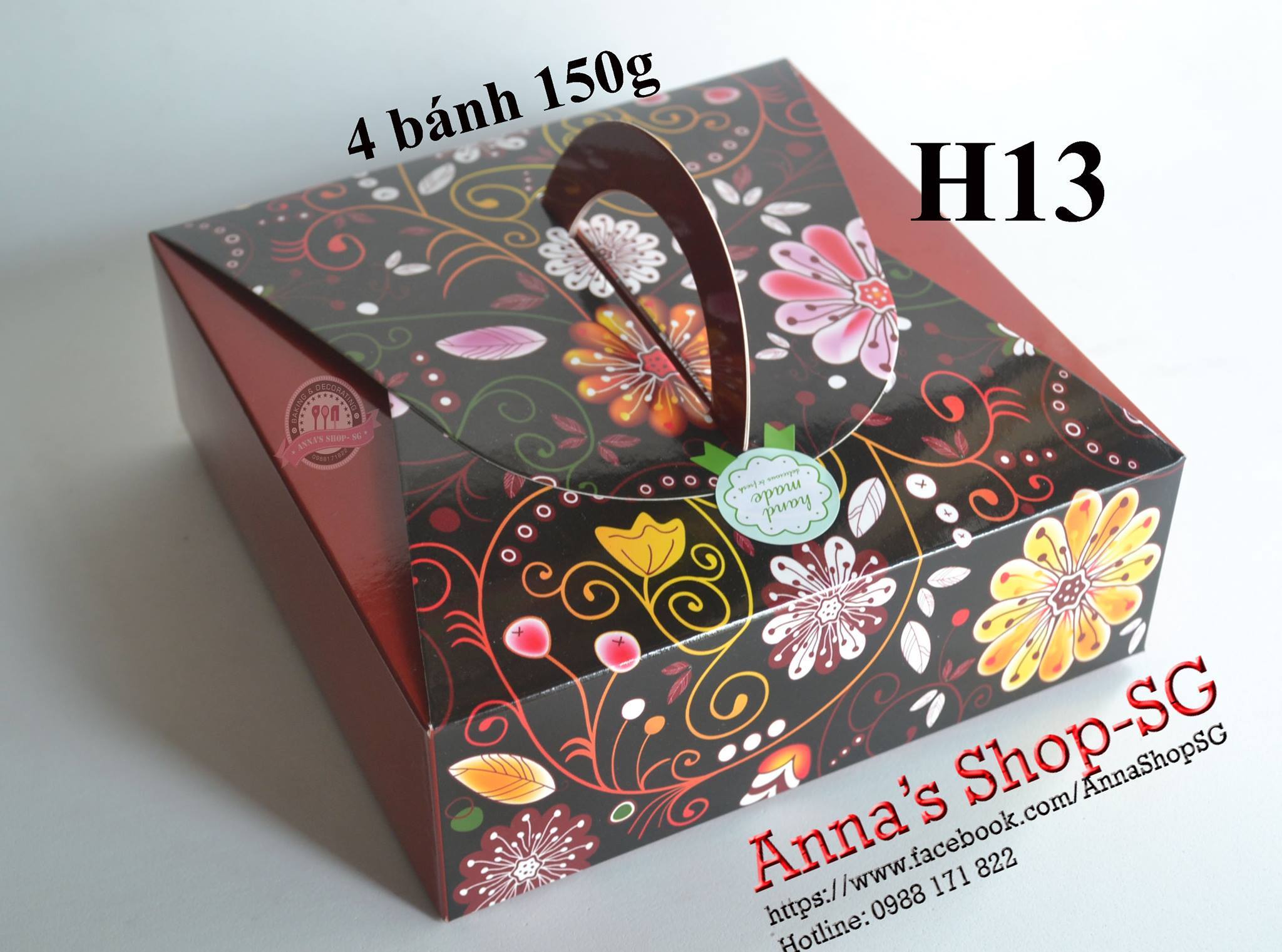 HỘP 4 BÁNH 150G CÓ QUAI XÁCH H13