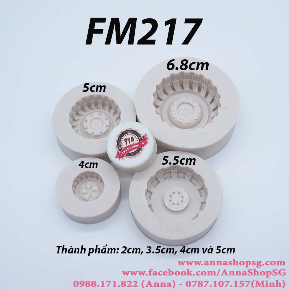 KHUÔN FONDANT SET 4 SIZE BÁNH XE FM217