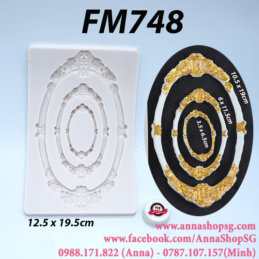 FM748 KHUÔN SILICON 3 KHUNG VIỀN OVAL LỚN