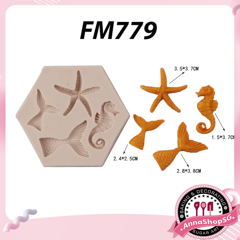 FM779 KHUÔN SILICON ĐUÔI CÁ, SAO BIỂN, CÁ NGỰA