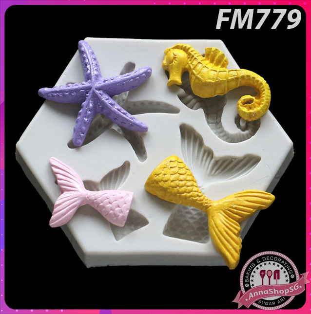 FM779 KHUÔN SILICON ĐUÔI CÁ, SAO BIỂN, CÁ NGỰA