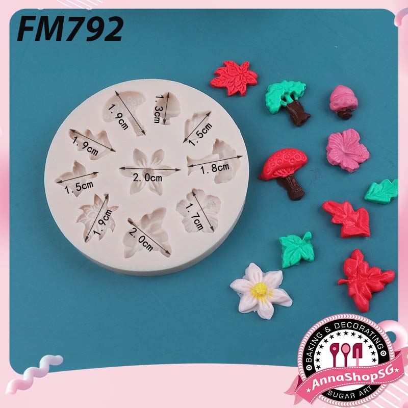 FM792 KHUÔN SILICON 10 HOA VÀ LÁ