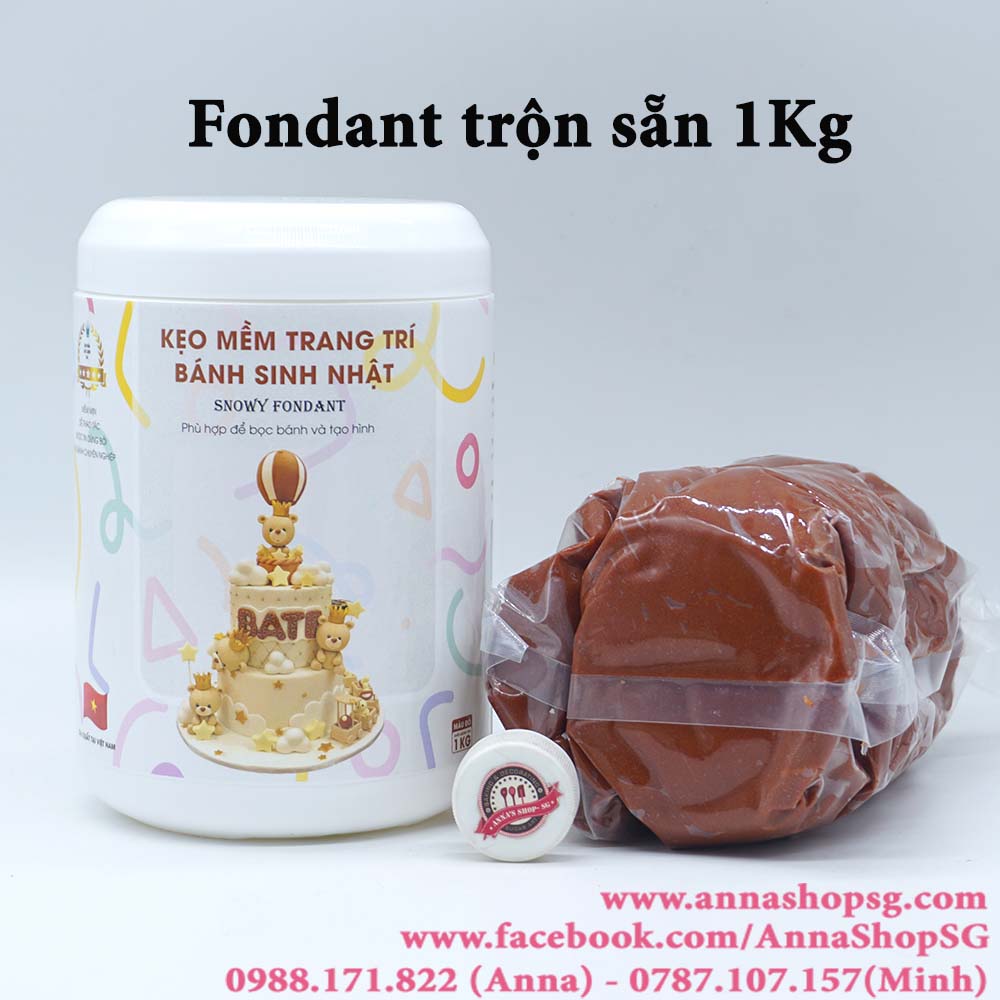 1Kg KẸO MỀM TRANG TRÍ BÁNH SINH NHẬT (SNOWY FONDANT) - NÂU