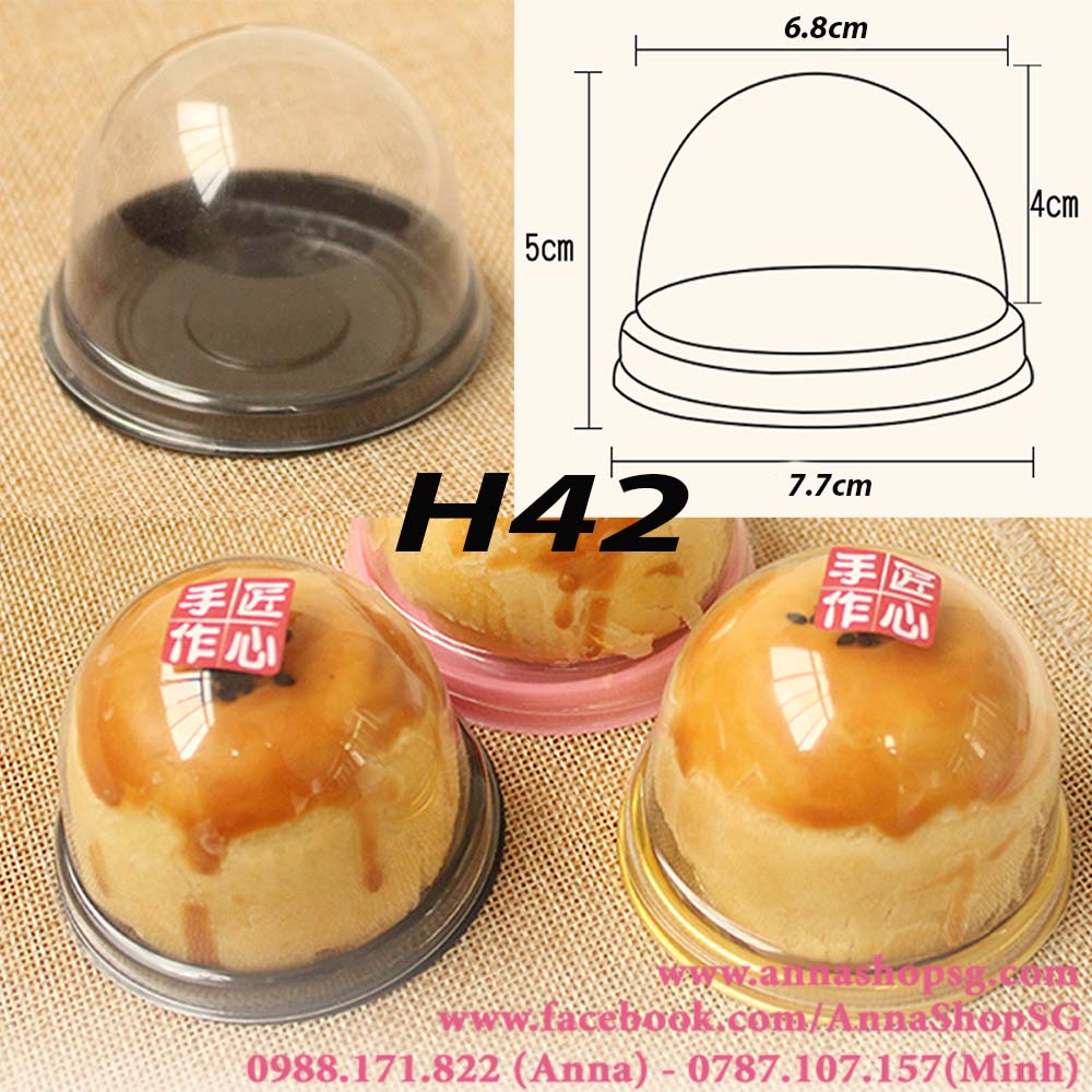 H42 HỘP NHỰA NẮP CẦU CHO BÁNH 100g (10c)