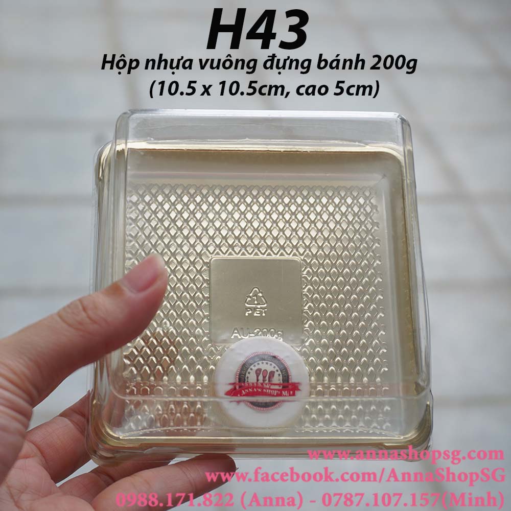 H43 HỘP NHỰA NẮP TRONG CHO BÁNH 200g (10c)