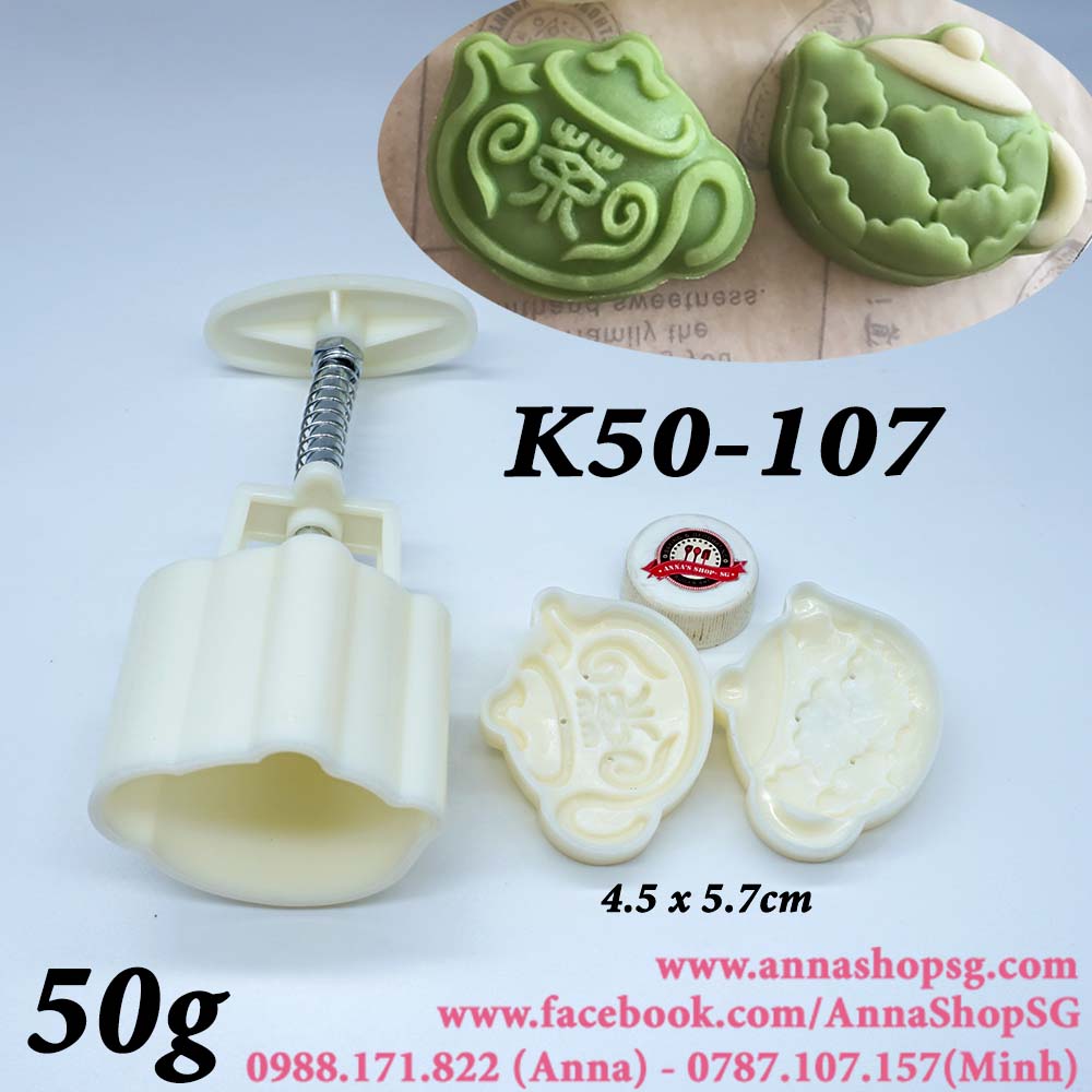 K50-107 KHUÔN TRUNG THU 50G ẤM TRÀ 2 MẶT