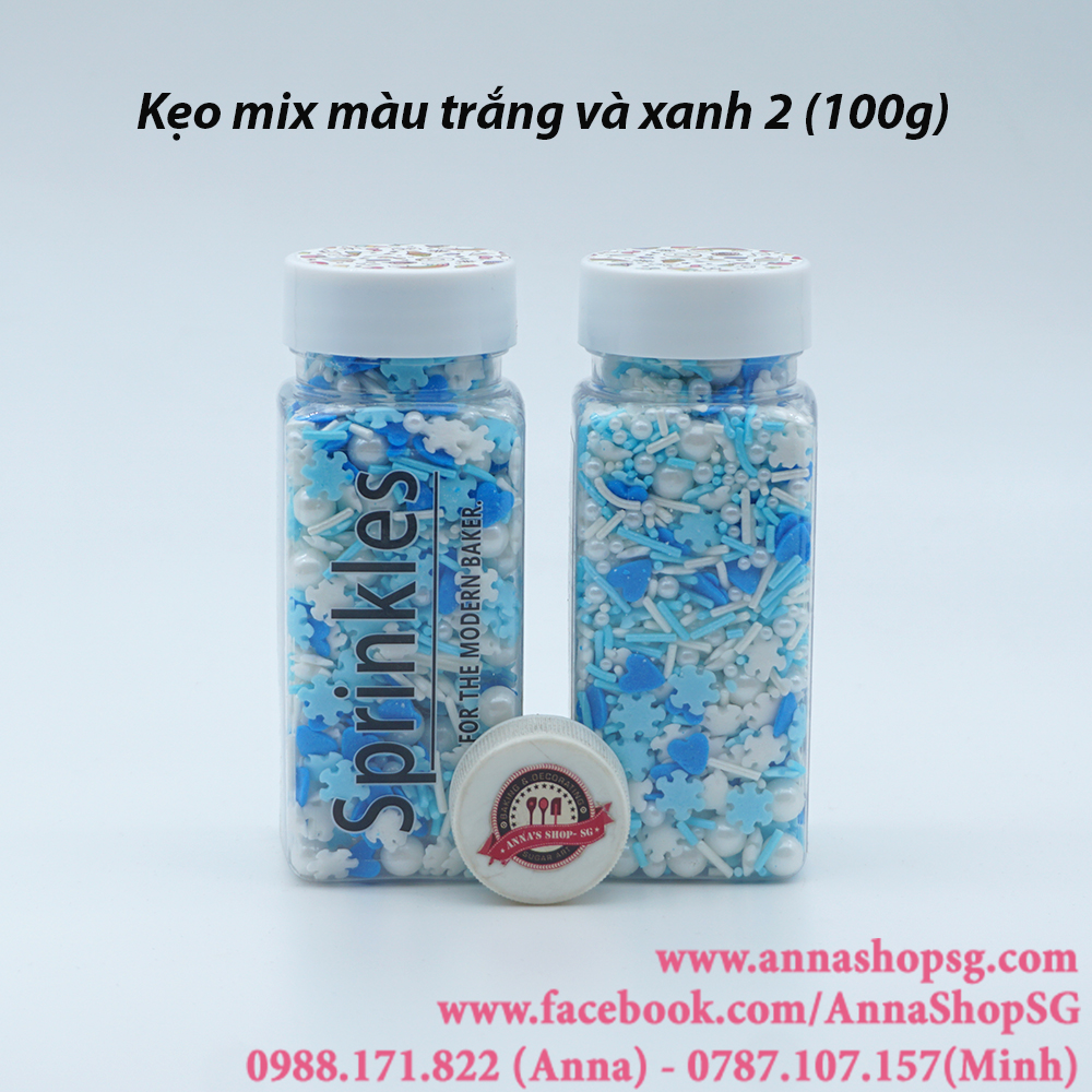 100g KẸO MIX MÀU TRẮNG, XANH 2