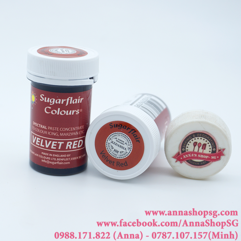 MÀU PASTE THỰC PHẨM SUGARFLAIR 25g - VELVET RED