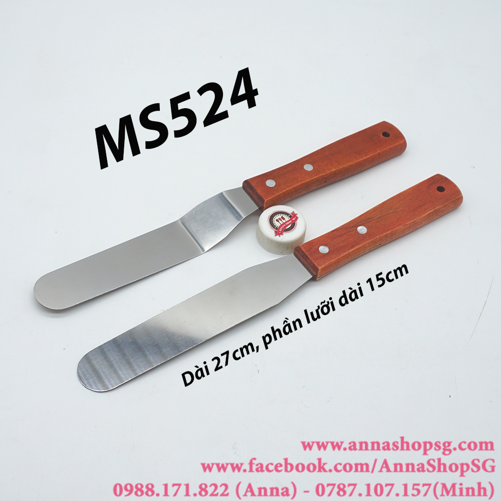 MS524 DAO CHÀ LÁNG BÁNH KEM CÁN GỖ LƯỠI 15cm