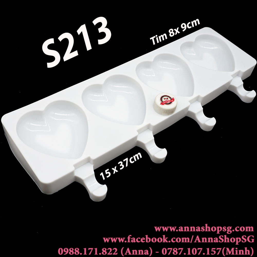 S213 KHUÔN KEM HÌNH TIM 4 CÁI