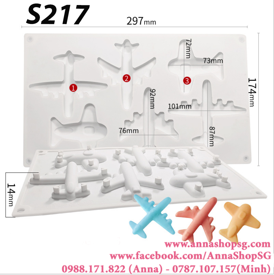 S217 KHUÔN SILICON 6 MÁY BAY LỚN