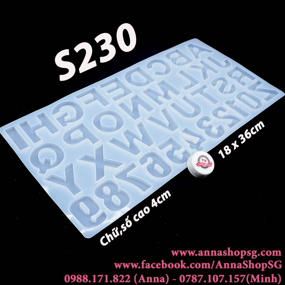 S230 KHUÔN SILICON CHỮ VÀ SỐ 4cm