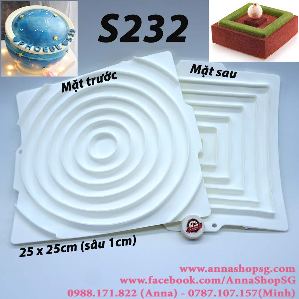S232 KHUÔN ĐẾ SILICON 2 MẶT VUÔNG và TRÒN