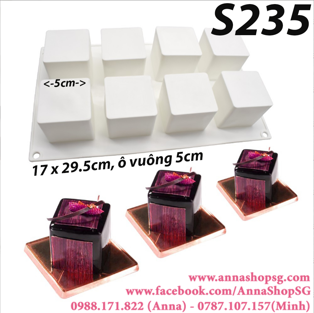 S235 KHUÔN SILICON 8 Ô VUÔNG