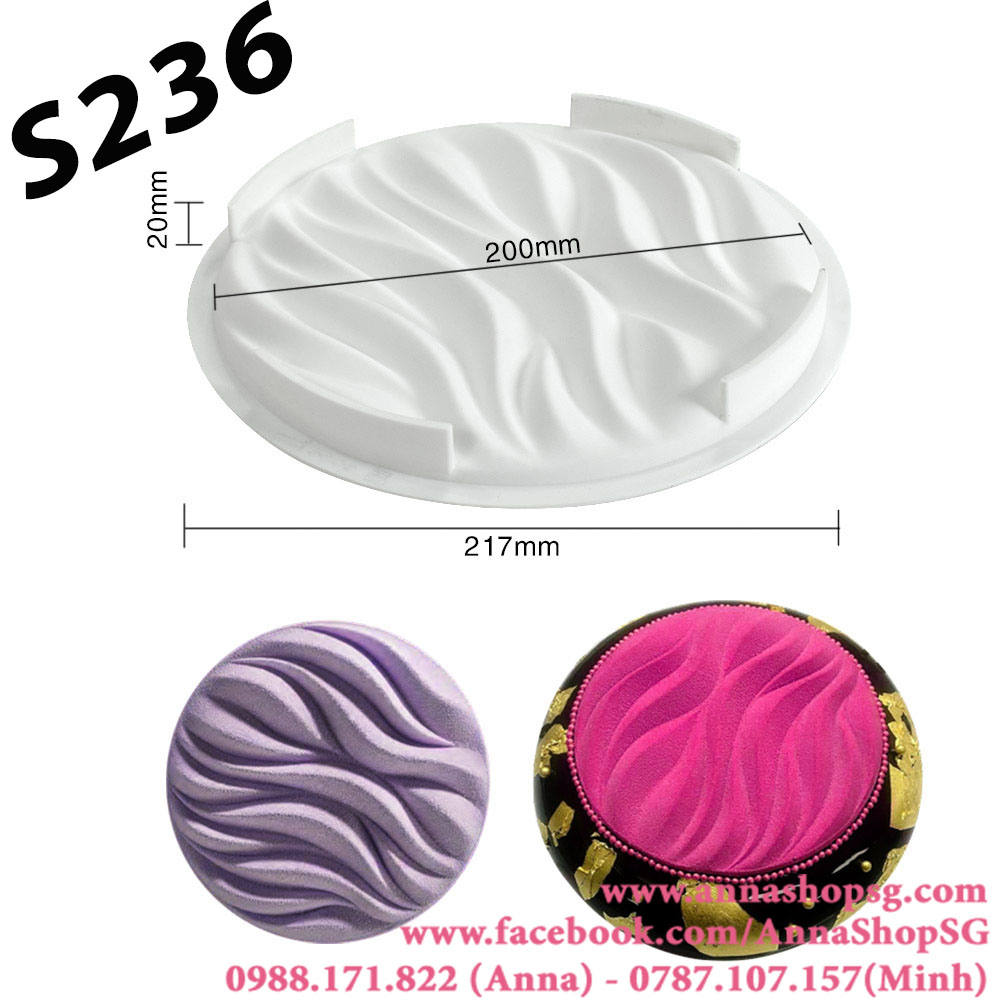 S236 KHUÔN SILICON TRÒN 20CM TẠO MẶT BÁNH GỢN SÓNG