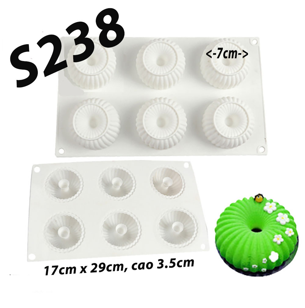 S238 KHUÔN SILICON 6 CUỘN LEN SỌC