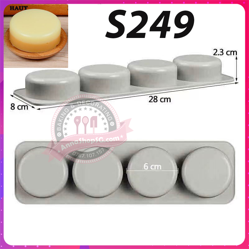 S249 KHUÔN SILICON 4 Ô TRÒN 6cm