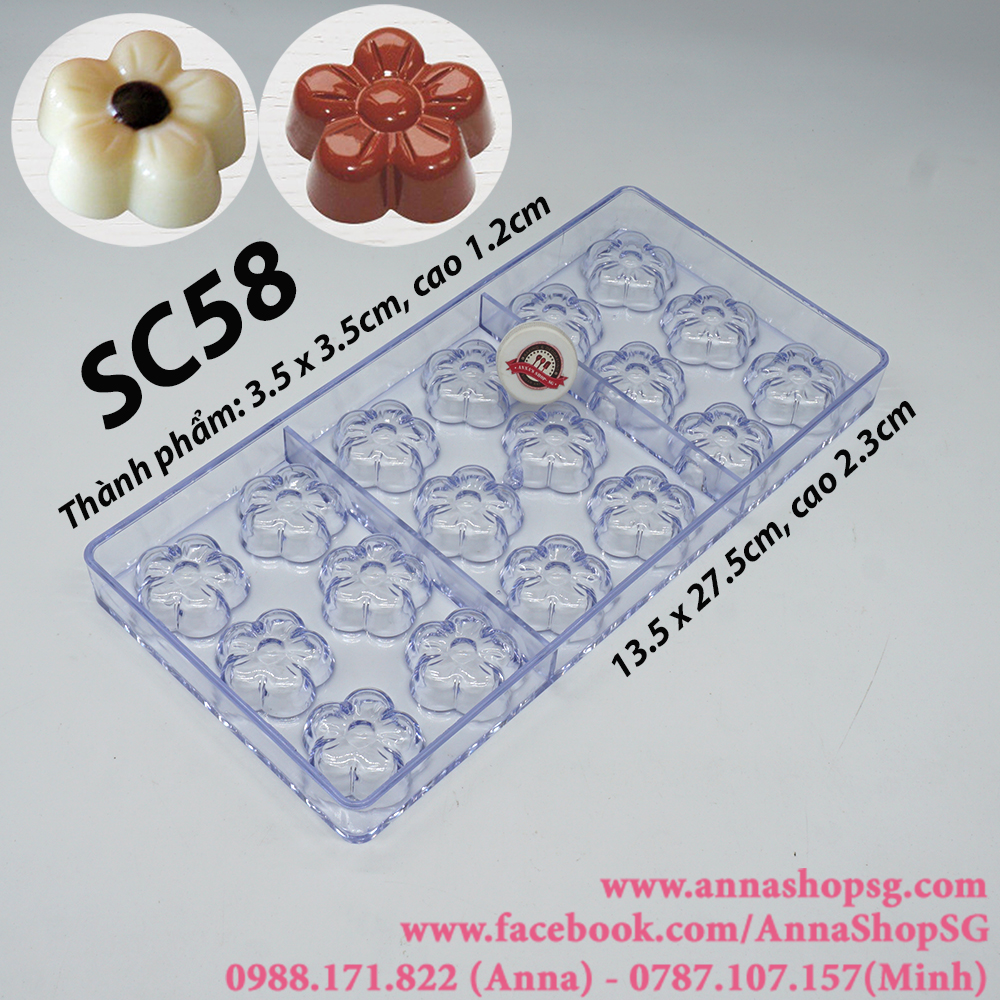SC58 KHUÔN SOCOLA NHỰA CỨNG 18 HOA MAI
