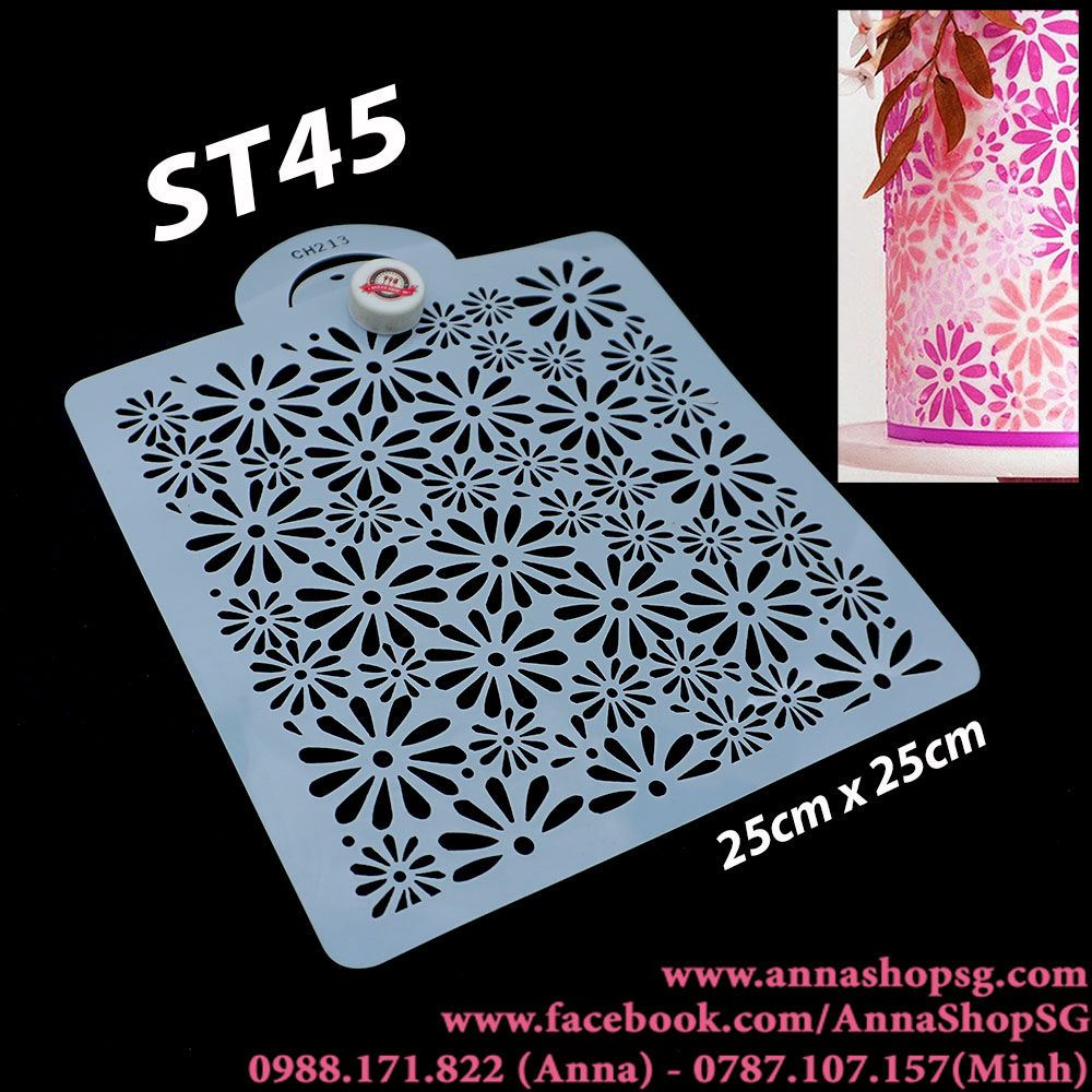 ST45 MIẾNG TẠO HOA VĂN TRANG TRÍ (STENCIL)- Hoa Cúc Nhiều Size