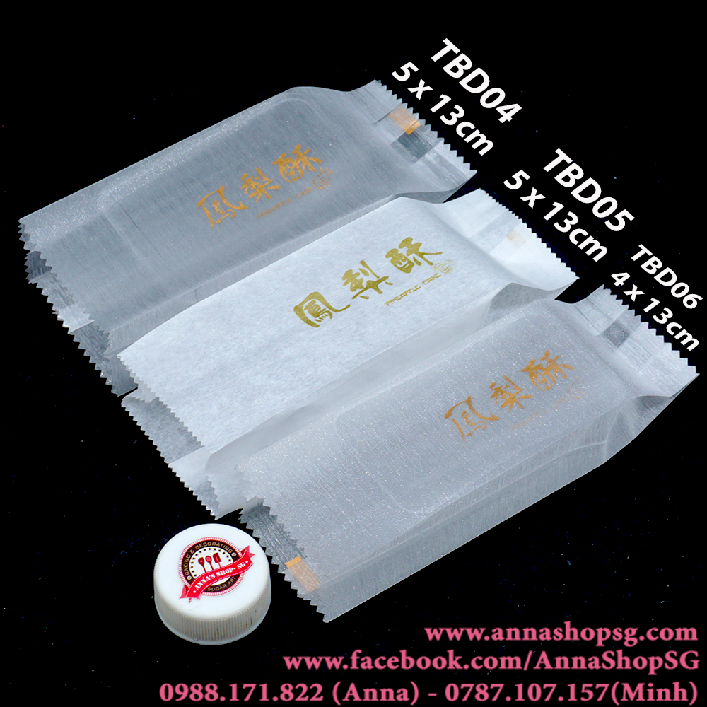 TÚI BÁNH DỨA CHỮ VÀNG 4cm NYLON (50c) TBD06