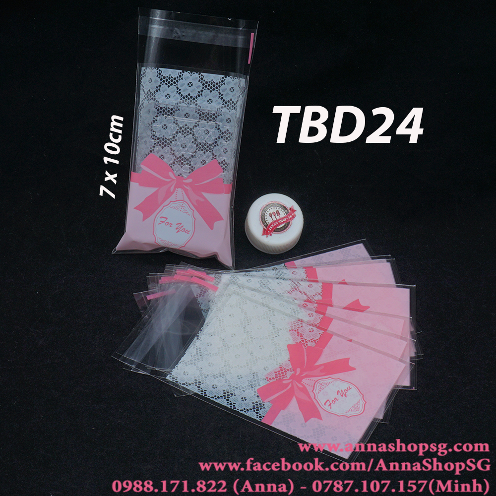 TÚI BÁNH DỨA DÁN NƠ HỒNG TBD24 (100C)