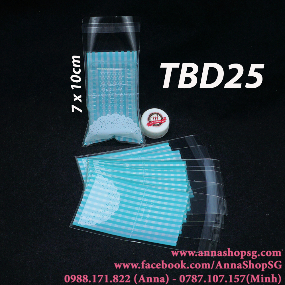 TÚI BÁNH DỨA DÁN CARÔ XANH TBD25 (100C)