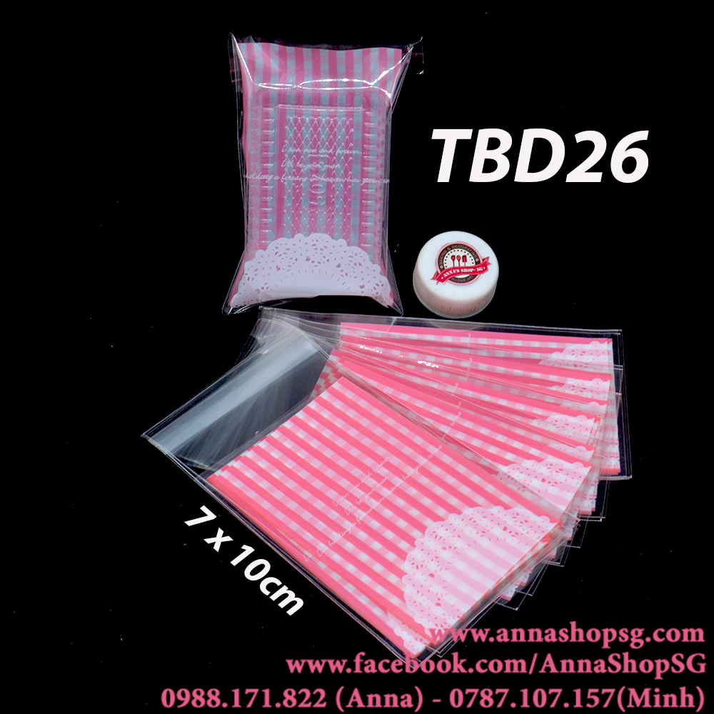 TÚI BÁNH DỨA DÁN CARÔ HỒNG TBD26 (100C)