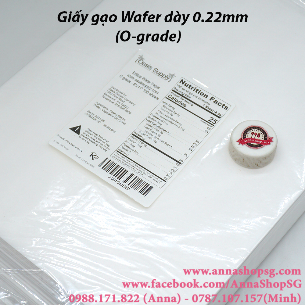 25 TỜ GIẤY GẠO WAFER DÀY 0.22mm (O-GRADE)