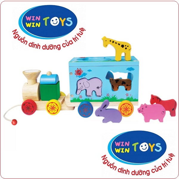 bộ đồ chơi gỗ xe lửa chở thú Winwintoys