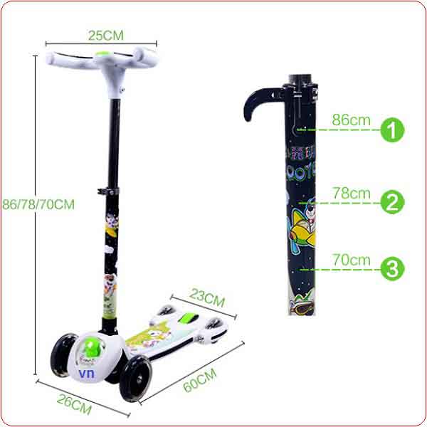 Kích thước xe trượt trẻ em 4 bánh XLM 928