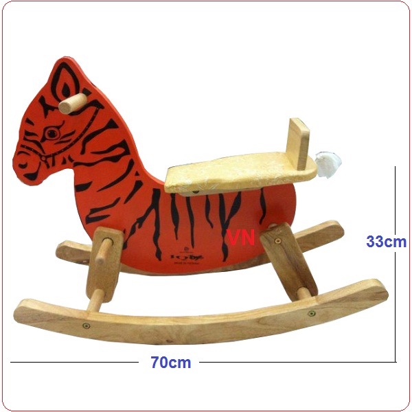 Ngựa gỗ bập bênh IQ Toys màu đỏ