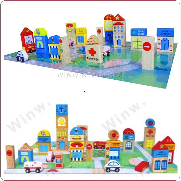 bộ đồ chơi bằng gỗ Thành phố tương lai