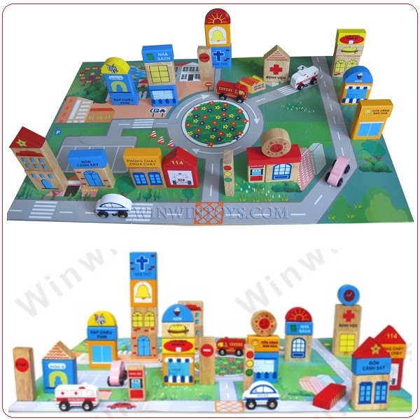 bộ đồ chơi bằng gỗ Thành phố tương lai Winwintoys