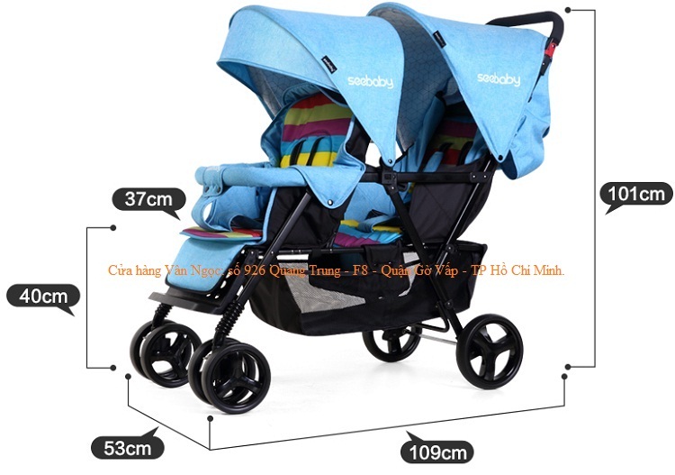 Kích thước tổng thể của xe đẩy đôi trẻ em T33