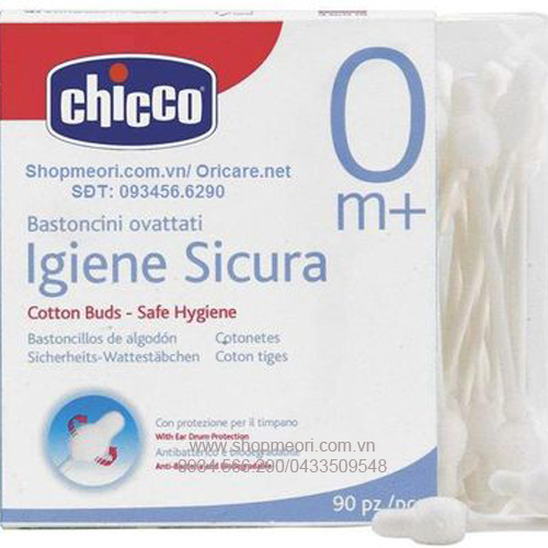 TĂM BÔNG CÓ ĐẦU BẢO VỆ CHICCO 64 CHIẾC