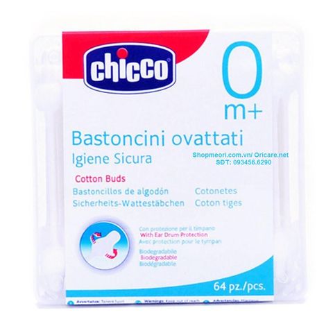 TĂM BÔNG CÓ ĐẦU BẢO VỆ CHICCO 64 CHIẾC