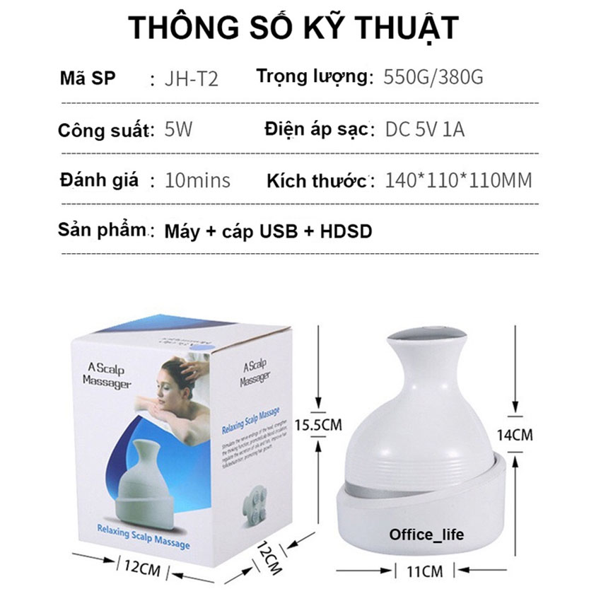 Máy massage đầu - Cổ - Mặt đa năng cầm tay 3D giảm stresss xoay đảo chiều