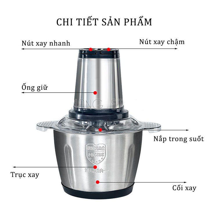 Máy xay thịt cá gia đình cối inox 4 lưỡi giá rẻ uy tín tại Hà Nội 