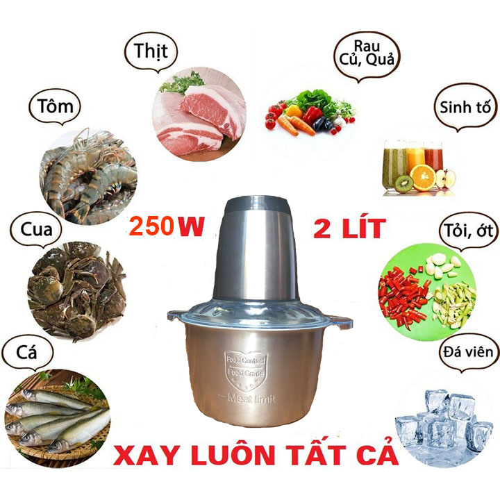 Máy xay thịt cá gia đình cối inox 4 lưỡi giá rẻ uy tín tại Hà Nội 