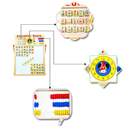 Bảng gỗ giáo dục 2 mặt nam châm kèm bộ chữ và số cho bé