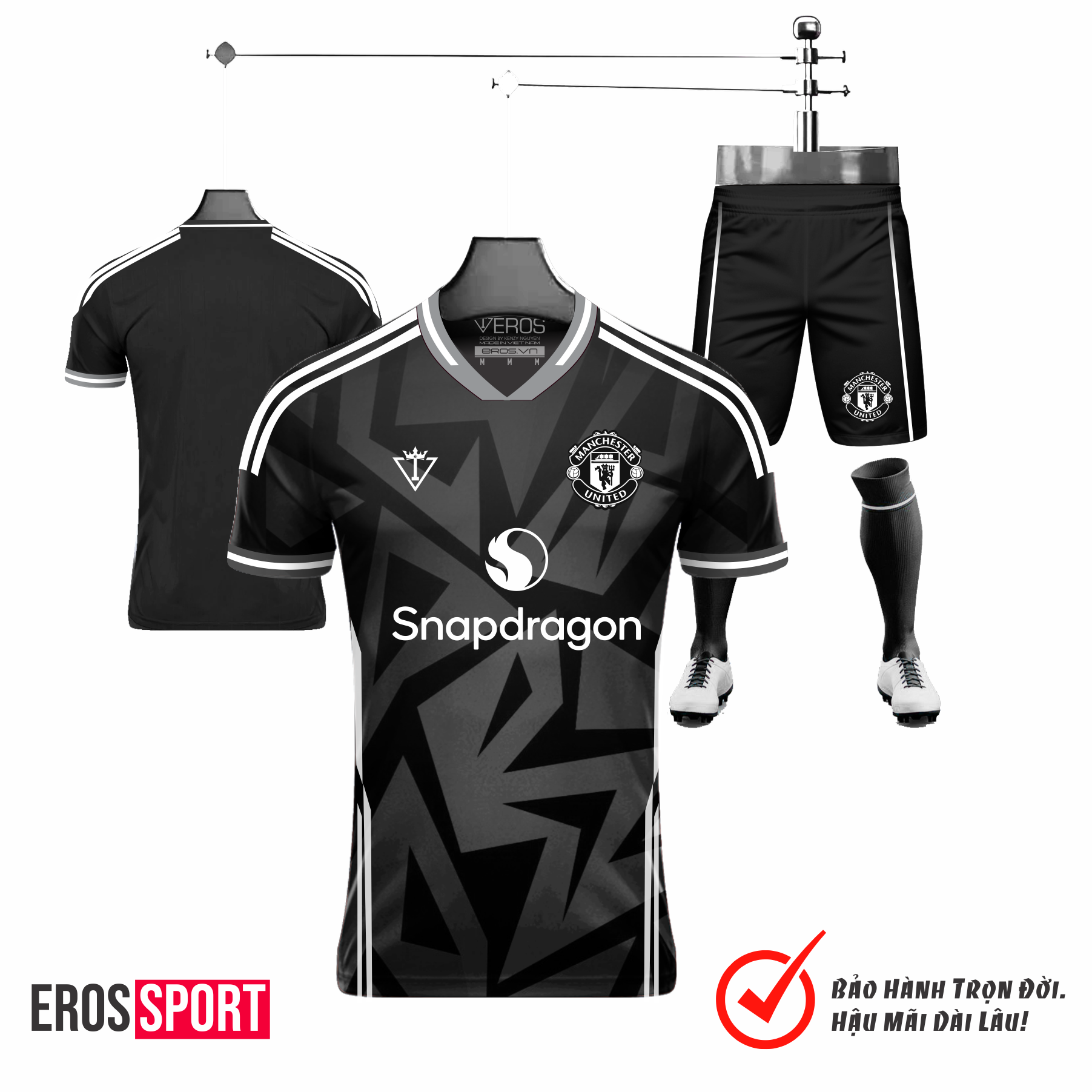BỘ QUẦN ÁO BÓNG ĐÁ MANCHESTER UNITED TL01-ĐEN