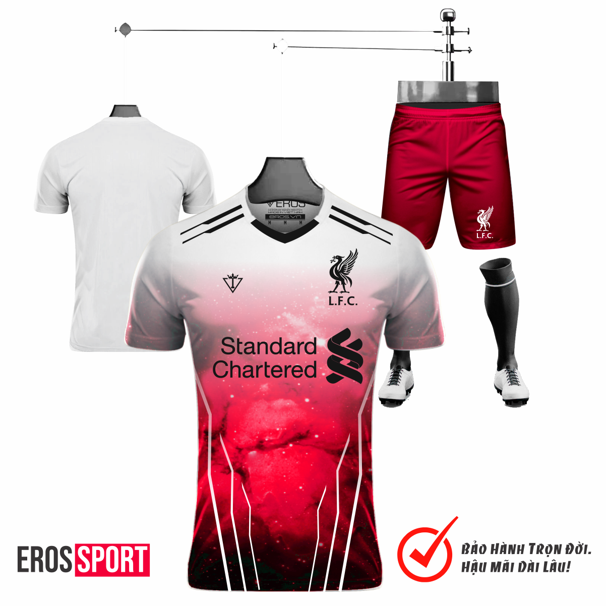 QUẦN ÁO BÓNG ĐÁ LIVERPOOL TRẮNG- WIN8