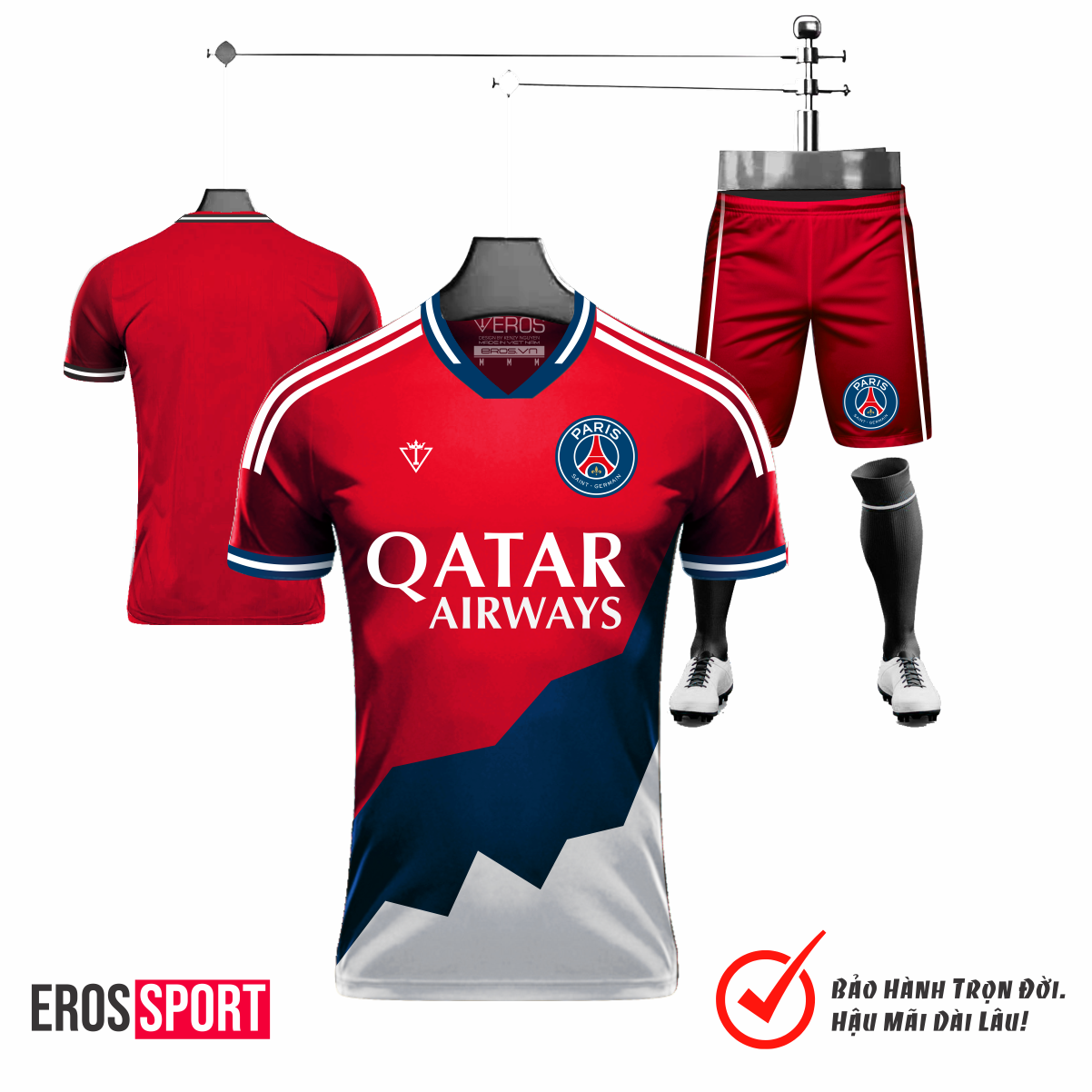 BỘ QUẦN ÁO BÓNG ĐÁ PARIS SAINT-GERMAIN TL01-ĐỎ